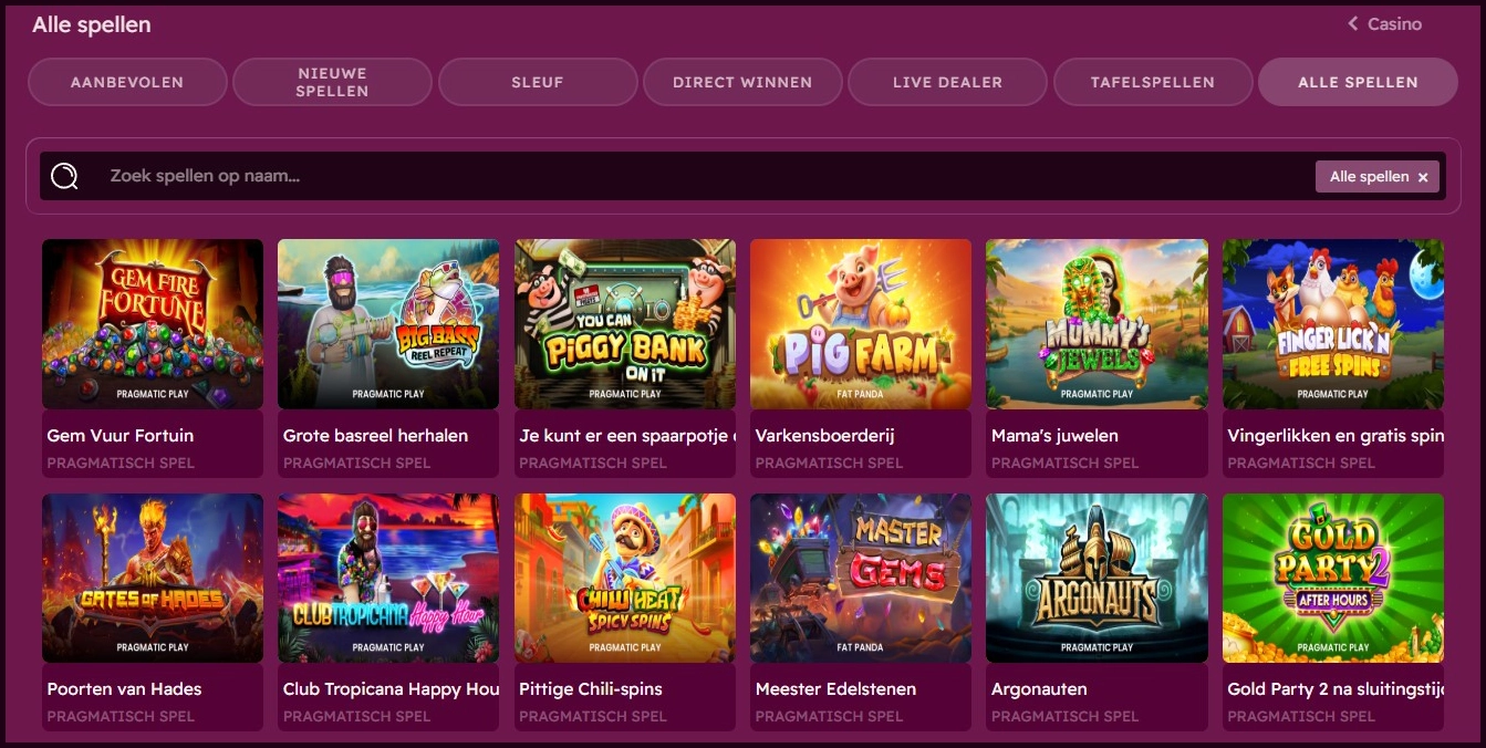 Volledige slotverzameling ontdekken bij LetsJackpot