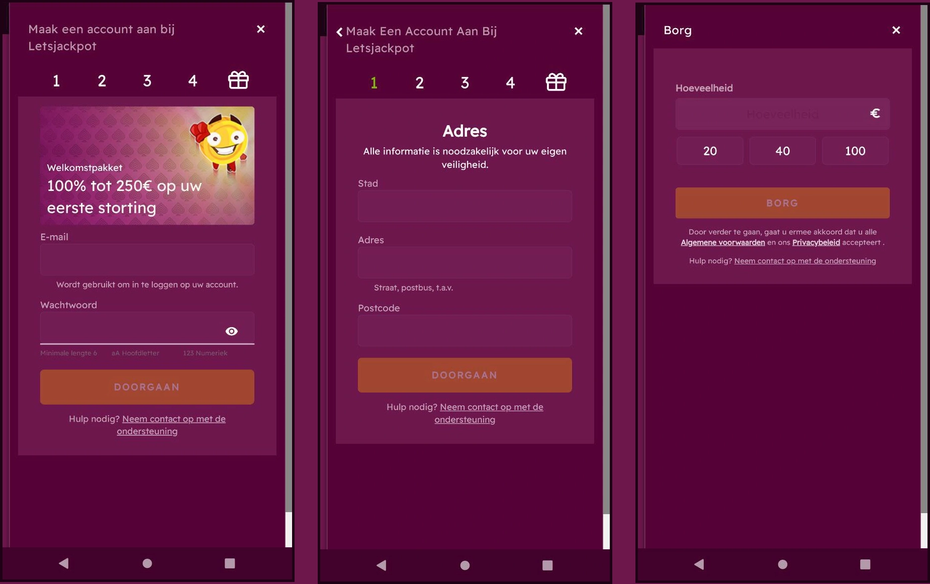 Konto registreren en stortingsmethoden bij LetsJackpot Nederland